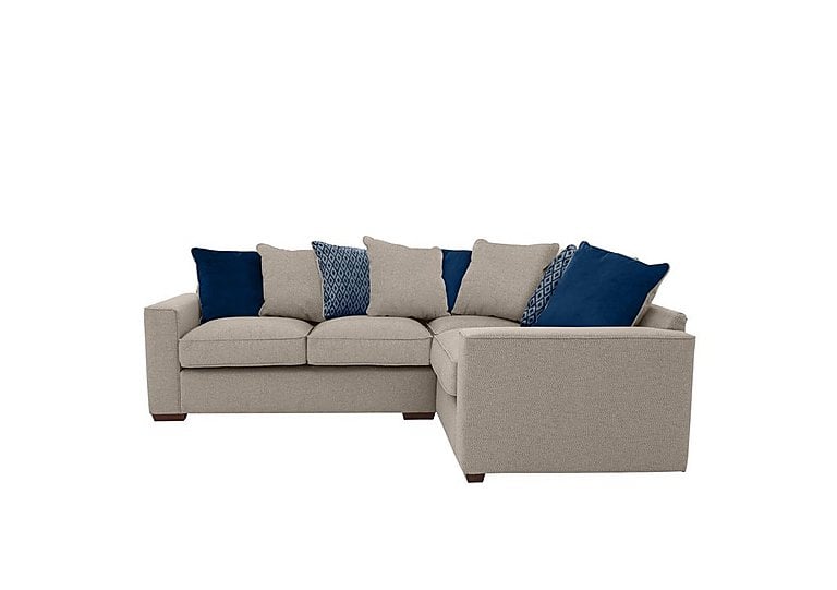 Cory Small Fabric Right Hand Facing Corner Scatter Back Sofa - Dallas Natural & Blue Pack