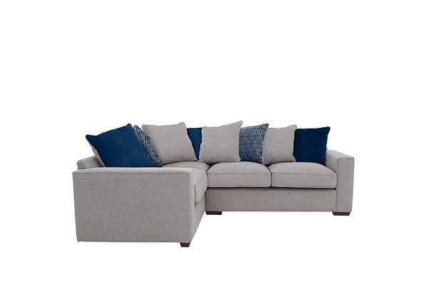 Cory Small Fabric Left Hand Facing Corner Scatter Back Sofa  Dallas Silver  Blue Pack | Bed Sava