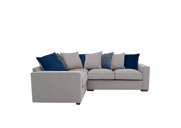 Cory Small Fabric Left Hand Facing Corner Scatter Back Sofa - Dallas Silver & Blue Pack
