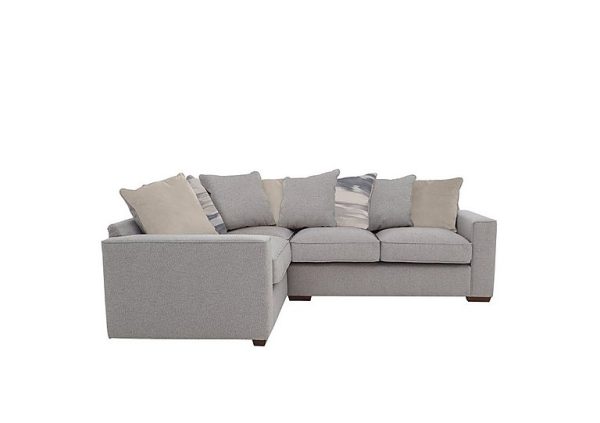 Cory Small Fabric Left Hand Facing Corner Scatter Back Sofa  Dallas Silver  Cream Pack | Bed Sava
