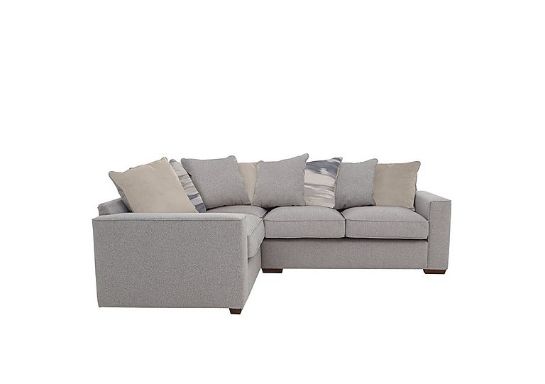 Cory Small Fabric Left Hand Facing Corner Scatter Back Sofa - Dallas Silver & Cream Pack