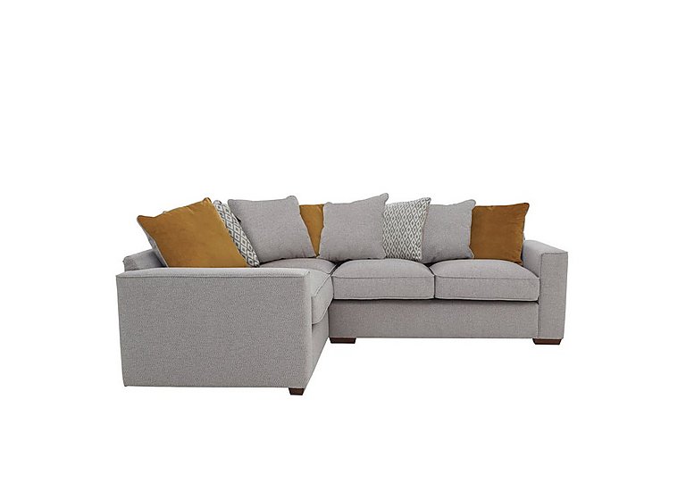 Cory Small Fabric Left Hand Facing Corner Scatter Back Sofa - Dallas Silver & Mustard Pack