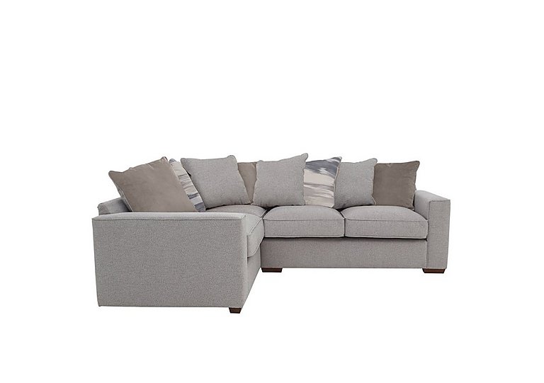 Cory Small Fabric Left Hand Facing Corner Scatter Back Sofa - Dallas Silver & Natural Pack