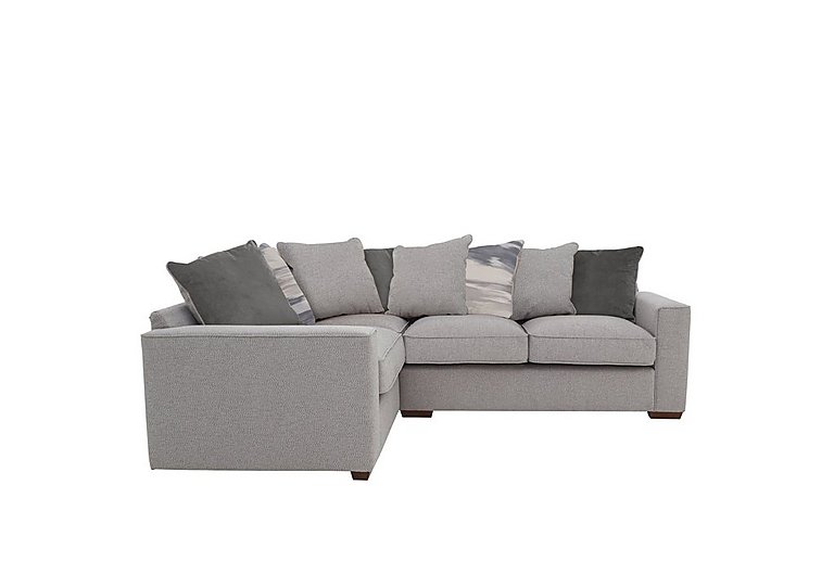 Cory Small Fabric Left Hand Facing Corner Scatter Back Sofa - Dallas Silver & Slate Pack