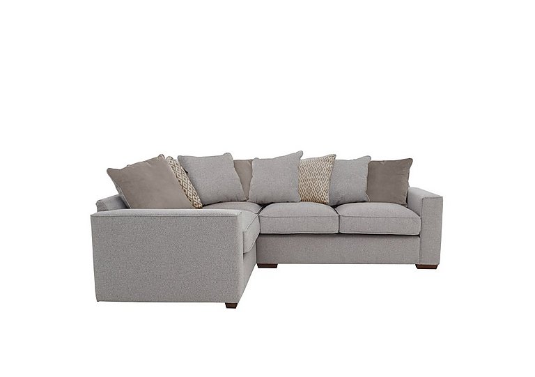 Cory Small Fabric Left Hand Facing Corner Scatter Back Sofa - Dallas Silver & Stone Pack