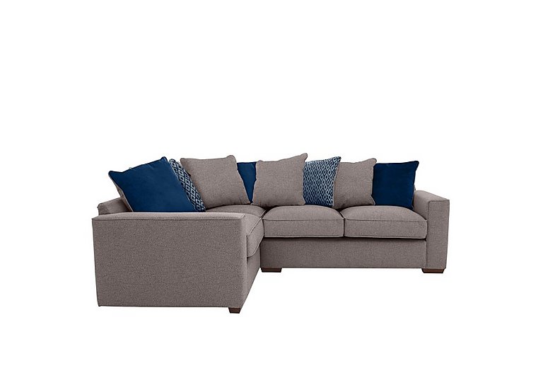 Cory Small Fabric Left Hand Facing Corner Scatter Back Sofa - Dallas Taupe & Blue Pack