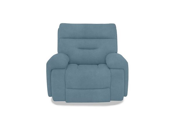 Cinemax Fabric Chair with Power Recliner  Velvet Blu | Bed Sava