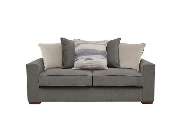 Cory 3 Seater Fabric Scatter Back Sofa  Cosmo Pewter  Cream Pack | Bed Sava
