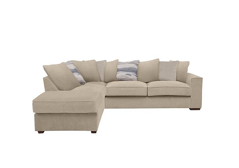 Cory Fabric Left Hand Facing Corner Chaise Scatter Back Sofa - Cosmo Linen & Taupe Pack