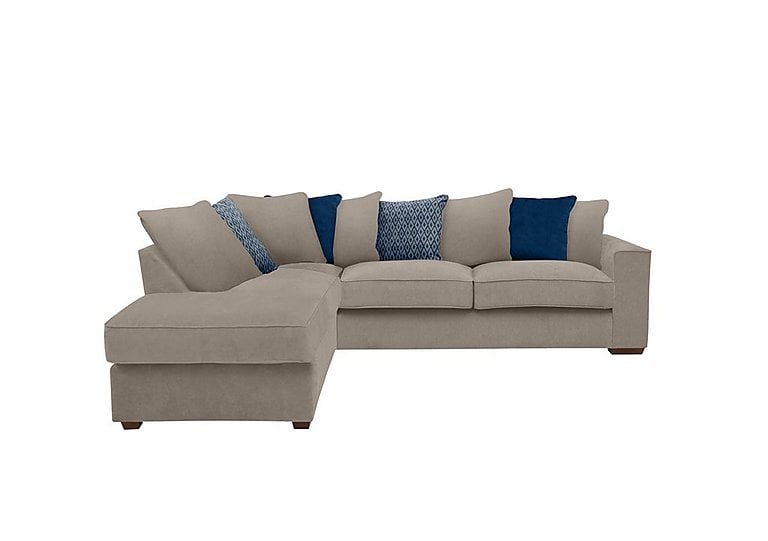 Cory Fabric Left Hand Facing Corner Chaise Scatter Back Sofa - Cosmo Mist & Blue Pack