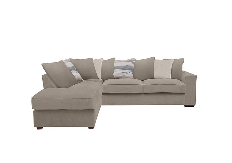 Cory Fabric Left Hand Facing Corner Chaise Scatter Back Sofa - Cosmo Mist & Cream Pack