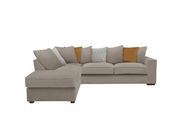 Cory Fabric Left Hand Facing Corner Chaise Scatter Back Sofa  Cosmo Mist  Mustard Pack | Bed Sava