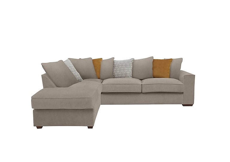 Cory Fabric Left Hand Facing Corner Chaise Scatter Back Sofa - Cosmo Mist & Mustard Pack