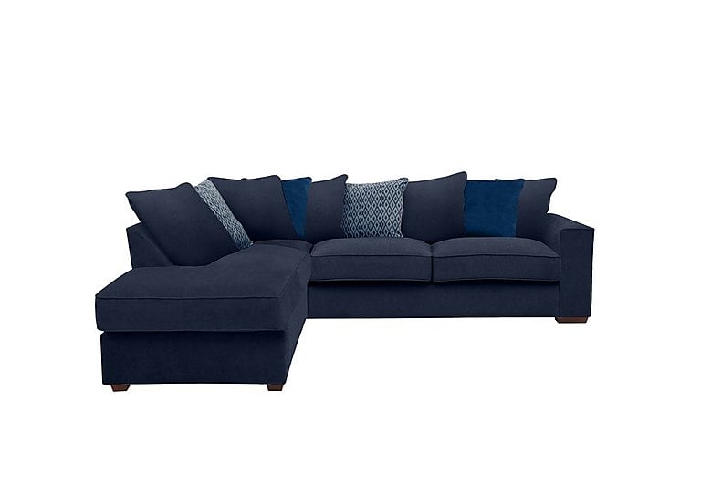 Cory Fabric Left Hand Facing Corner Chaise Scatter Back Sofa - Cosmo Navy & Blue Pack