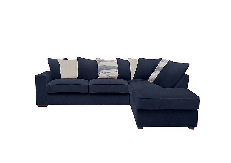 Cory Fabric Right Hand Facing Corner Chaise Scatter Back Sofa - Cosmo Navy & Cream Pack