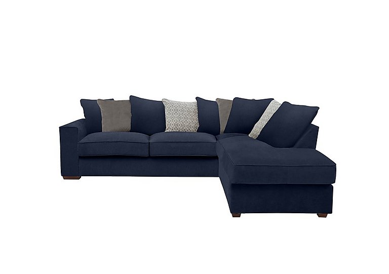 Cory Fabric Right Hand Facing Corner Chaise Scatter Back Sofa - Cosmo Navy & Grey Pack