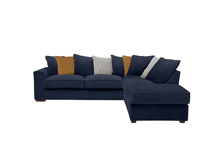 Cory Fabric Right Hand Facing Corner Chaise Scatter Back Sofa - Cosmo Navy & Mustard Pack
