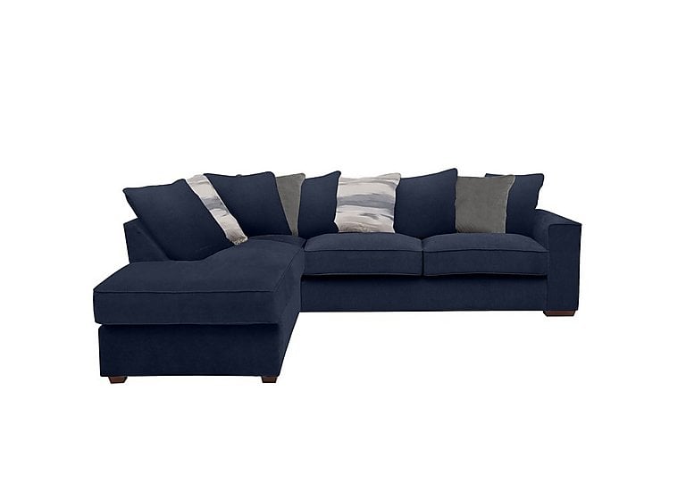 Cory Fabric Left Hand Facing Corner Chaise Scatter Back Sofa - Cosmo Navy & Slate Pack