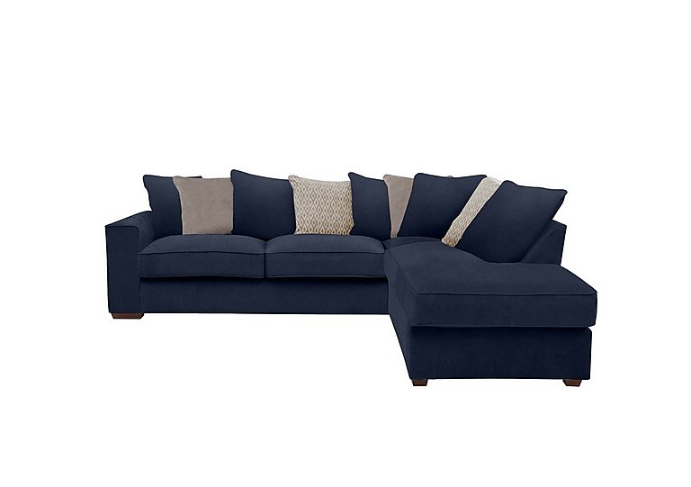 Cory Fabric Right Hand Facing Corner Chaise Scatter Back Sofa - Cosmo Navy & Stone Pack
