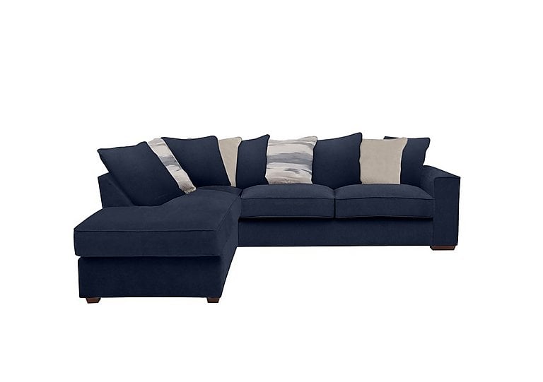 Cory Fabric Left Hand Facing Corner Chaise Scatter Back Sofa - Cosmo Navy & Taupe Pack