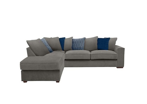 Cory Fabric Left Hand Facing Corner Chaise Scatter Back Sofa  Cosmo Pewter  Blue Pack | Bed Sava
