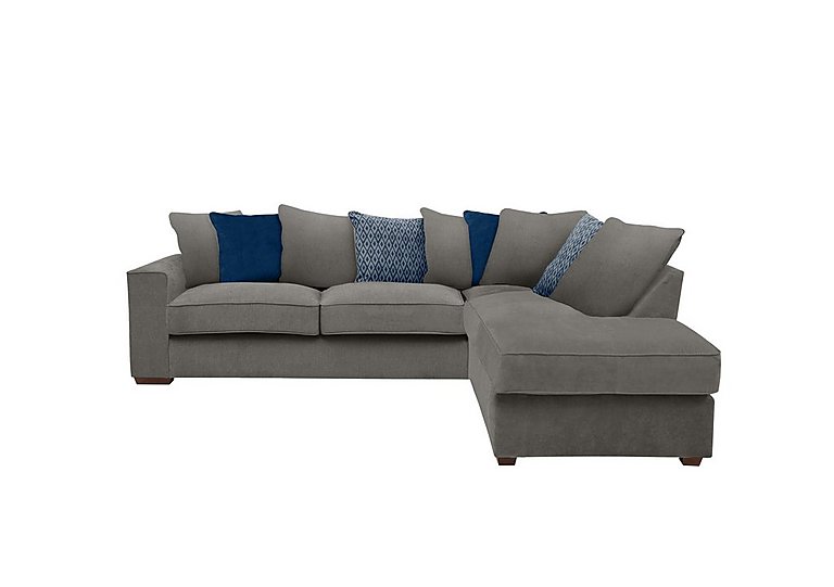 Cory Fabric Right Hand Facing Corner Chaise Scatter Back Sofa - Cosmo Pewter & Blue Pack