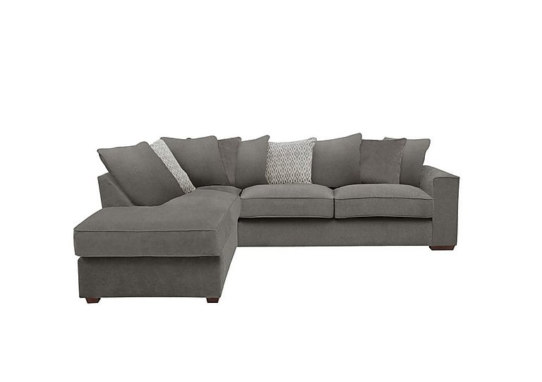 Cory Fabric Left Hand Facing Corner Chaise Scatter Back Sofa - Cosmo Pewter & Grey Pack