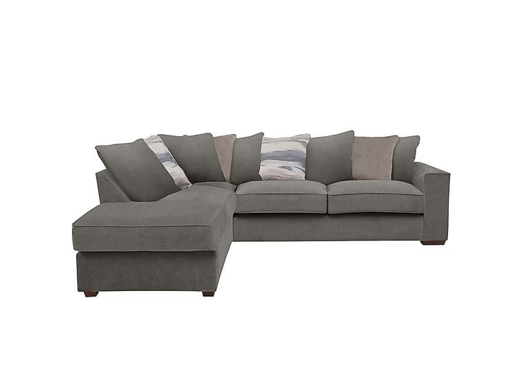 Cory Fabric Left Hand Facing Corner Chaise Scatter Back Sofa - Cosmo Pewter & Natural Pack