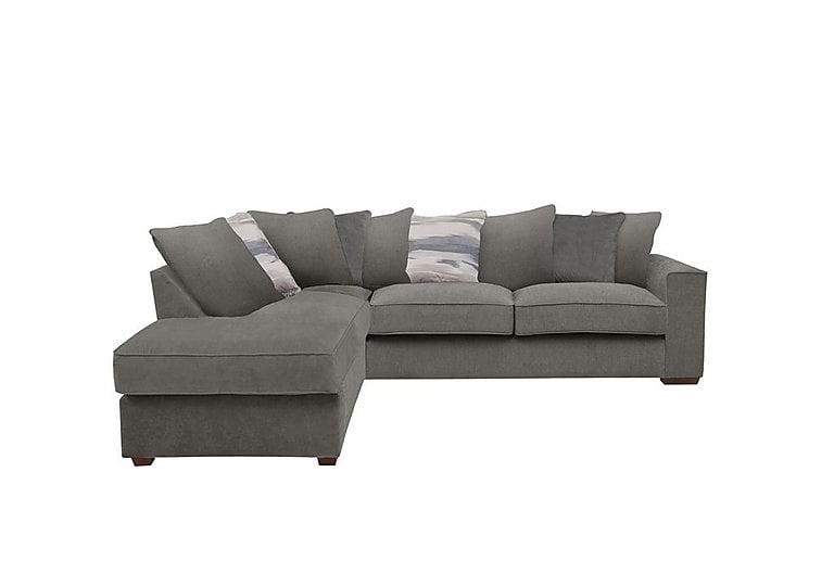 Cory Fabric Left Hand Facing Corner Chaise Scatter Back Sofa - Cosmo Pewter & Slate Pack