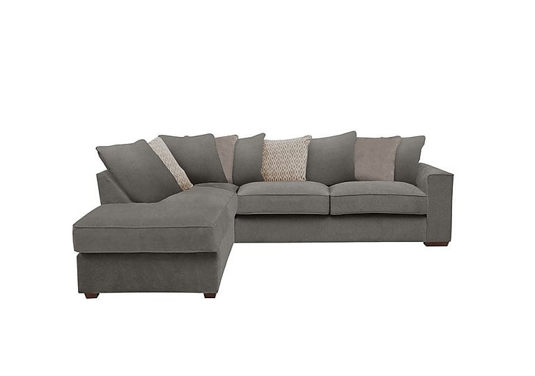 Cory Fabric Left Hand Facing Corner Chaise Scatter Back Sofa - Cosmo Pewter & Stone Pack