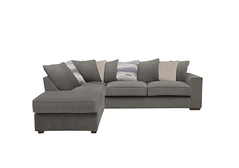 Cory Fabric Left Hand Facing Corner Chaise Scatter Back Sofa - Cosmo Pewter & Taupe Pack