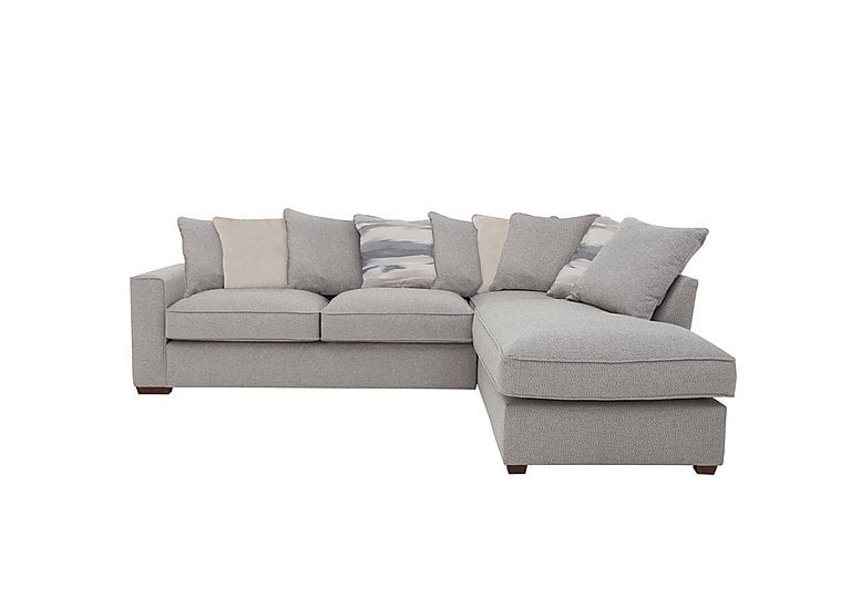 Cory Fabric Right Hand Facing Corner Chaise Scatter Back Sofa  Dallas Silver  Cream Pack | Bed Sava