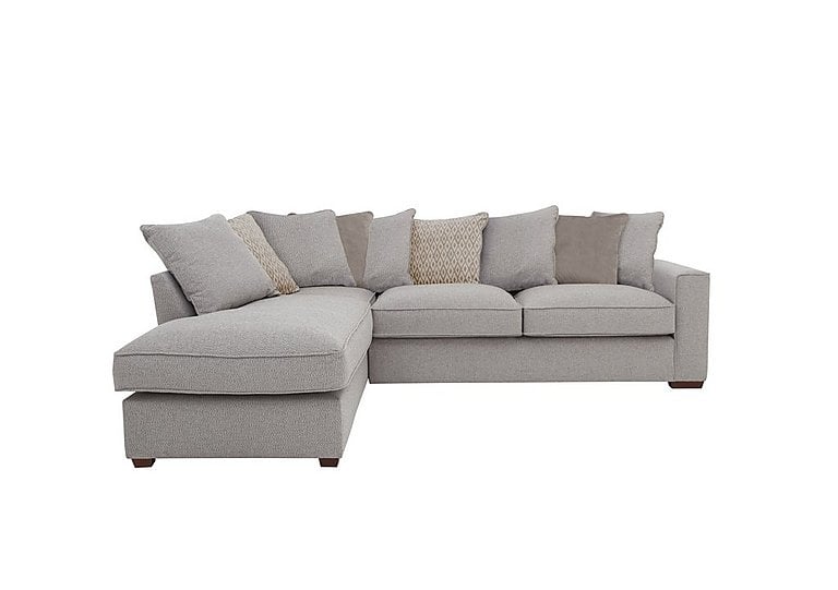 Cory Fabric Left Hand Facing Corner Chaise Scatter Back Sofa - Dallas Silver & Stone Pack