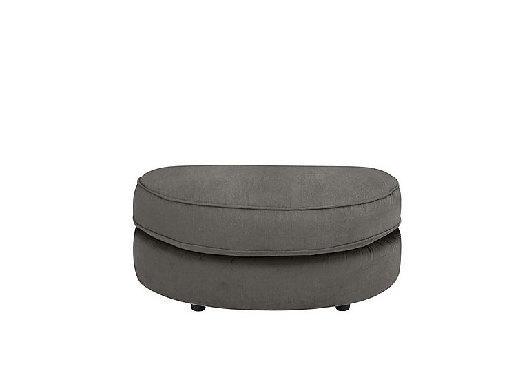 Cory Fabric Half Moon Footstool - Cosmo Pewter