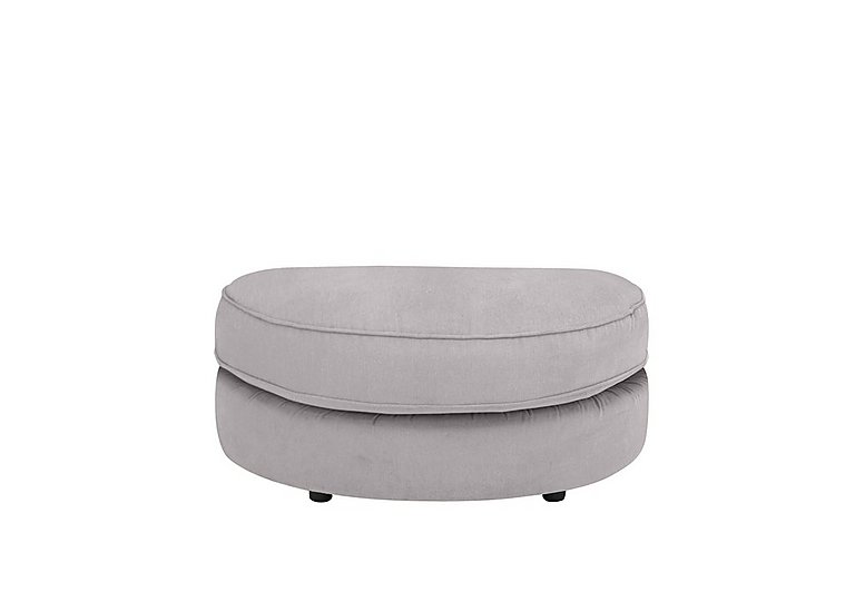 Cory Fabric Half Moon Footstool - Cosmo Silver