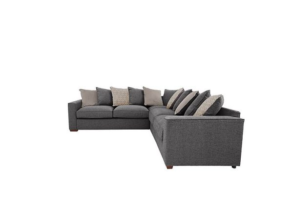 Cory Large Fabric Corner Scatter Back Sofa  Dallas Charcoal  Stone Pack | Bed Sava