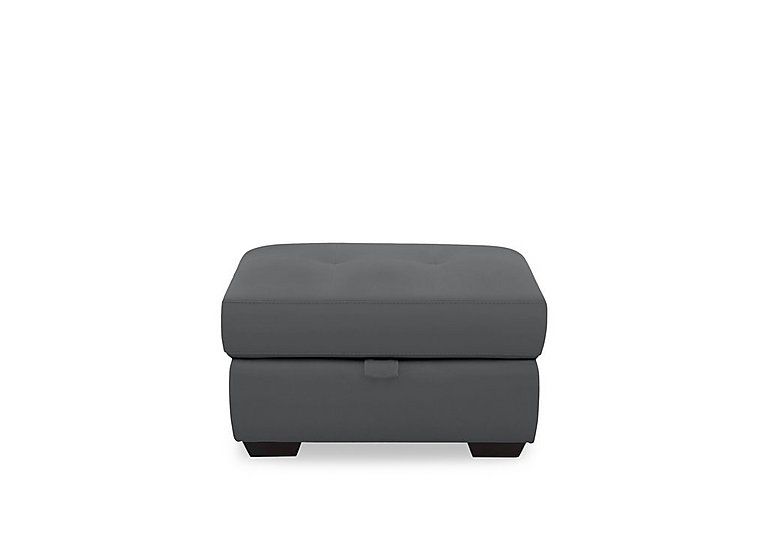 Dinky Leather Large Storage Footstool - Granite