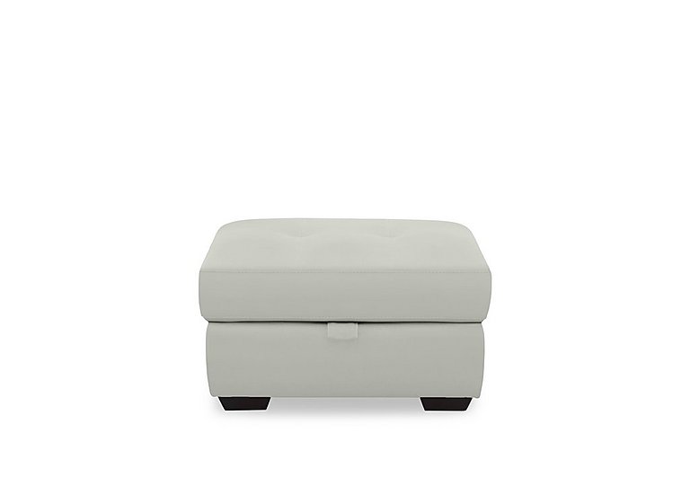 Dinky Leather Large Storage Footstool - Light Grey