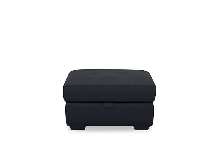 Dinky Leather Large Storage Footstool - Navy