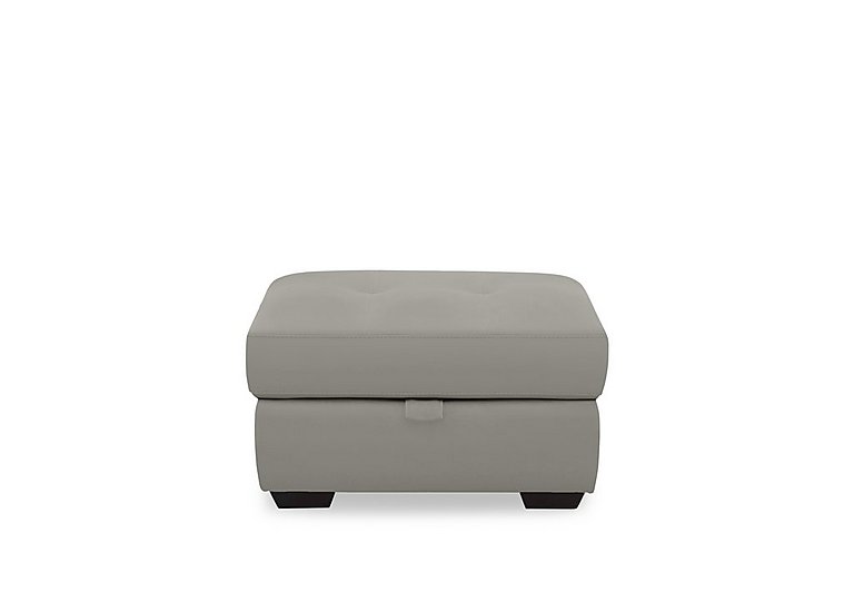 Dinky Leather Large Storage Footstool - New Grey