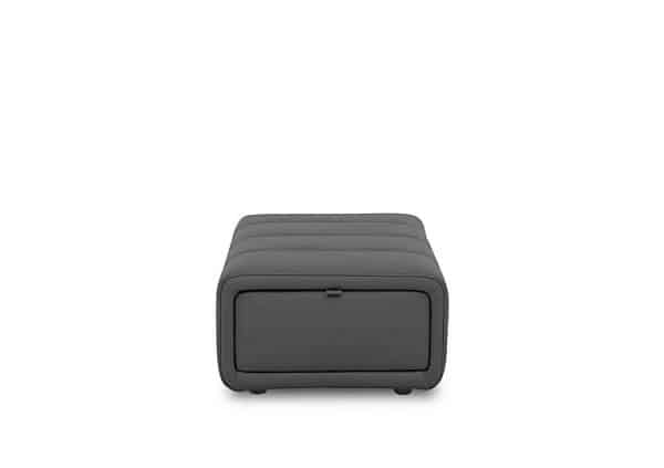 Elphaba Leather Storage Footstool  Granite | Bed Sava