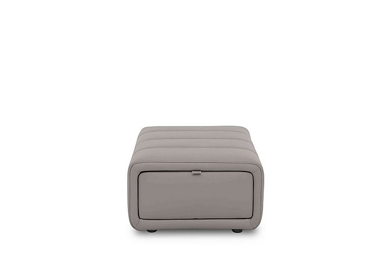 Elphaba Leather Storage Footstool - Lead Grey