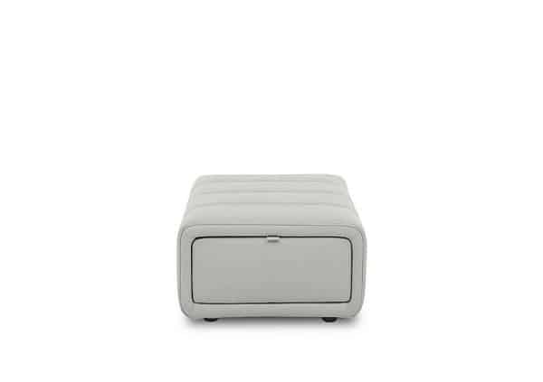 Elphaba Leather Storage Footstool  Light Grey | Bed Sava