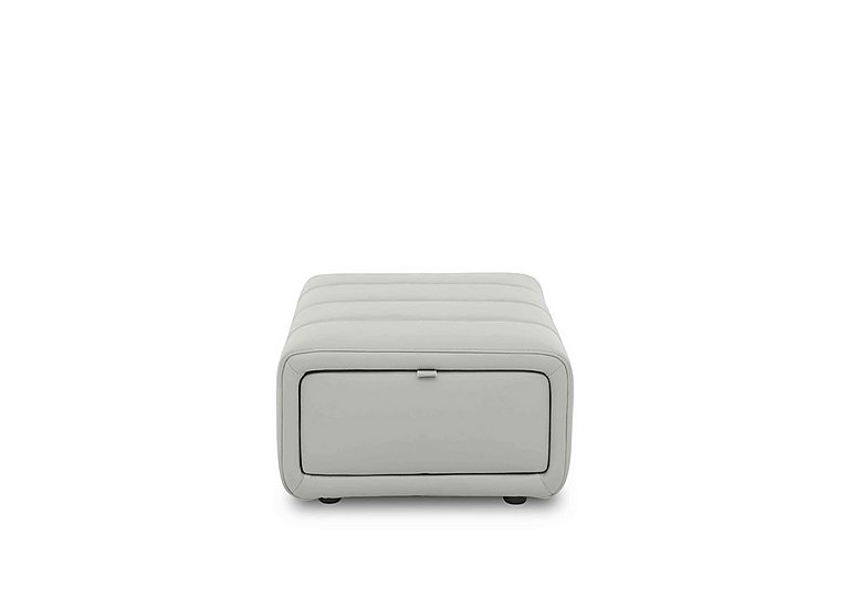 Elphaba Leather Storage Footstool - Light Grey