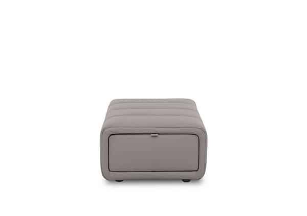 Elphaba Leather Storage Footstool  New Grey | Bed Sava