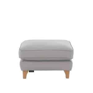 Ercol  Enna Leather Footstool  Light Grey | Bed Sava