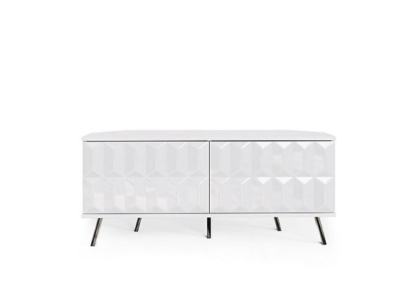 Alpha Corner TV Unit with SMART LED Lighting  White | Bed Sava