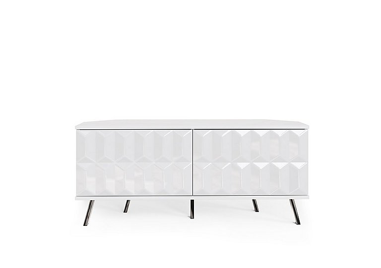 Alpha Corner TV Unit with SMART LED Lighting - White