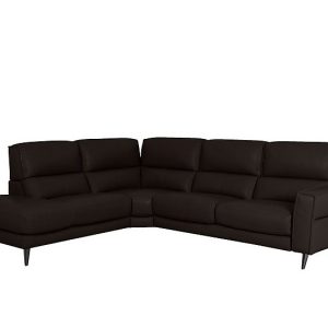 Axel BV Leather Left Hand Facing Chaise End Sofa  Dark Chocolate | Bed Sava