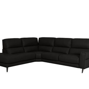 Axel BV Leather Left Hand Facing Chaise End Sofa  Classic Black | Bed Sava